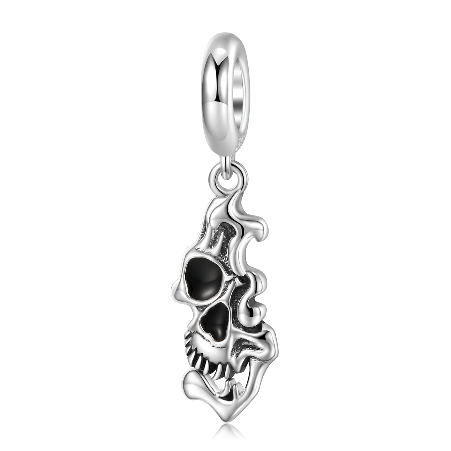 Melting Skull Gothic Dangle Charm – 925 Sterling Silver