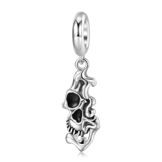 Melting Skull Gothic Dangle Charm – 925 Sterling Silver