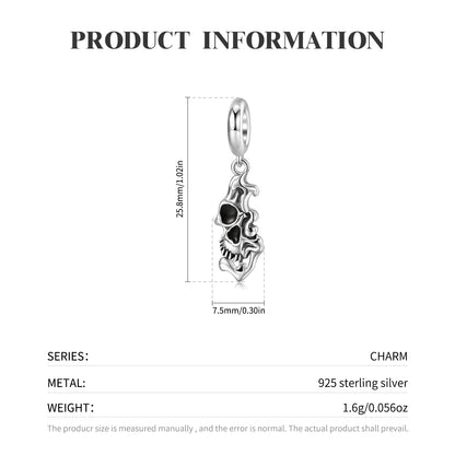 Melting Skull Gothic Dangle Charm – 925 Sterling Silver – view 2