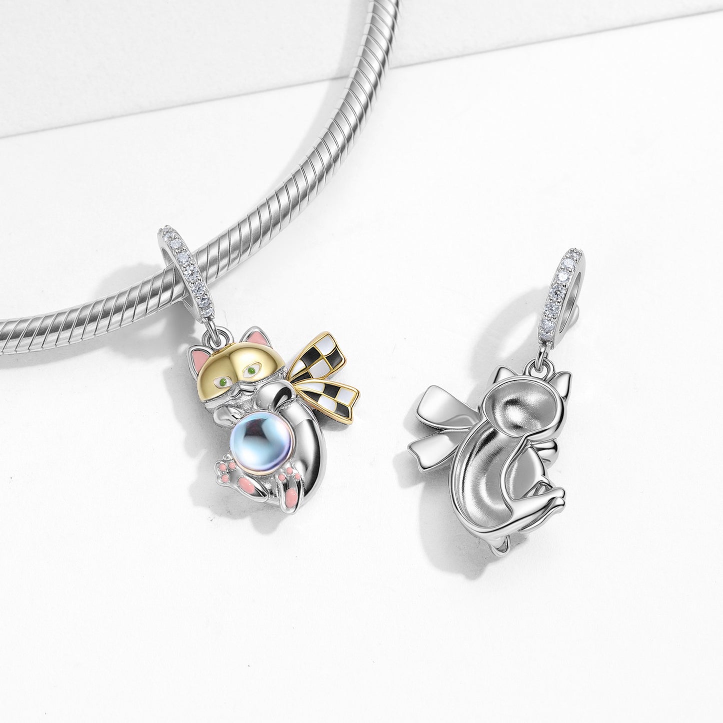 Basketball Panda Charm – 925 Sterling Silver – view 2