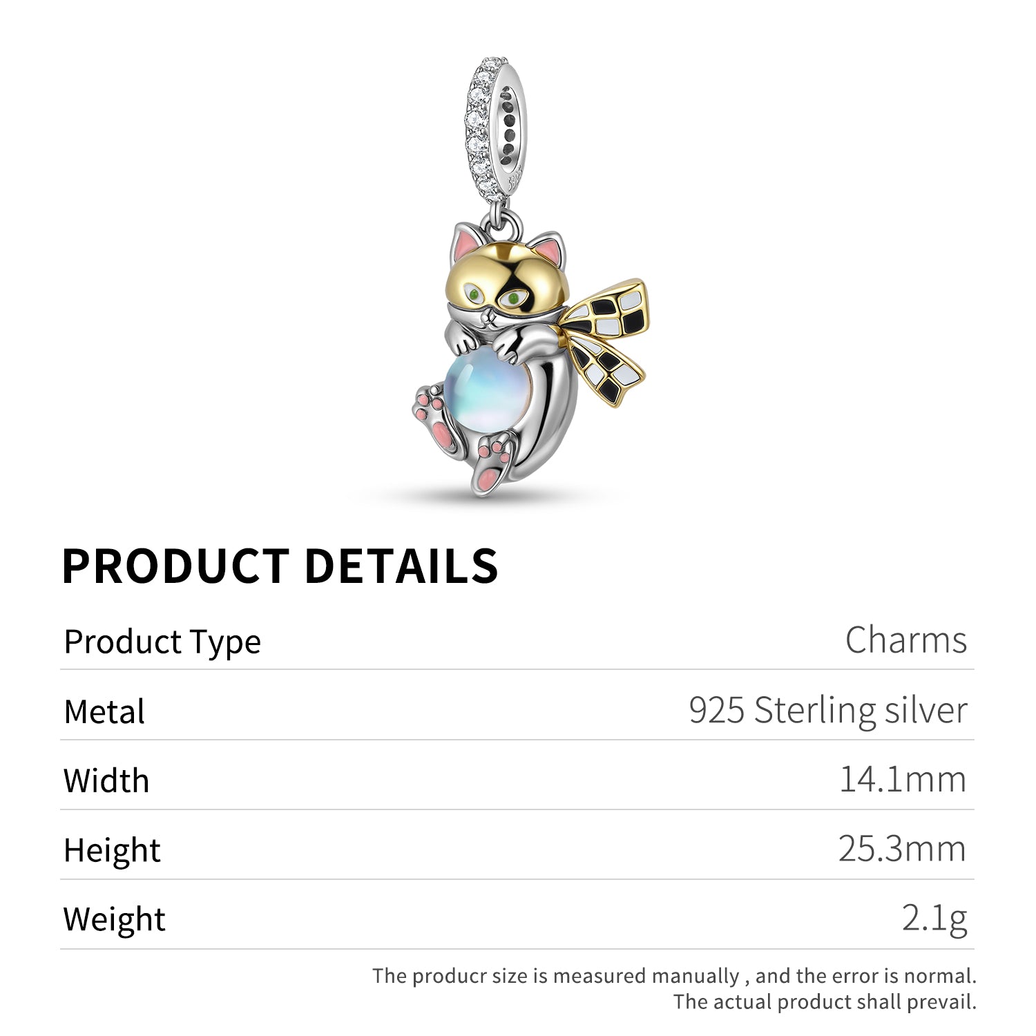 Basketball Panda Charm – 925 Sterling Silver – view 3