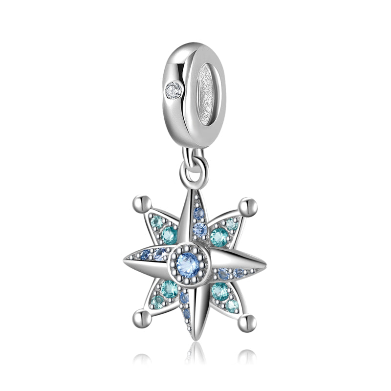 Sparkling Eight Point Star Charm – 925 Sterling Silver