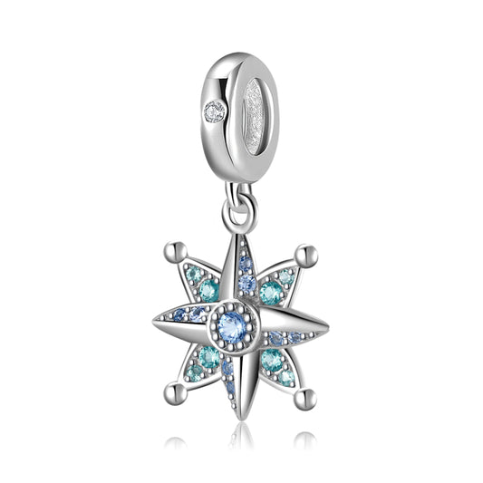Sparkling Eight Point Star Charm – 925 Sterling Silver