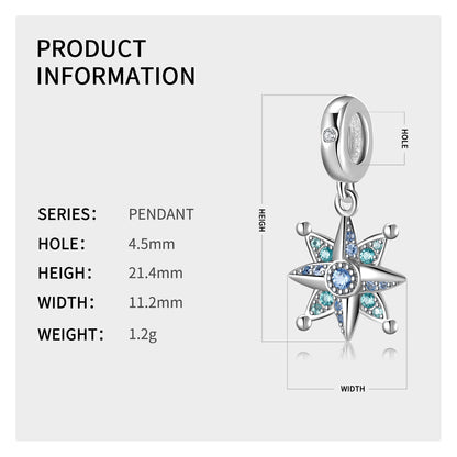 Sparkling Eight Point Star Charm – 925 Sterling Silver – view 3