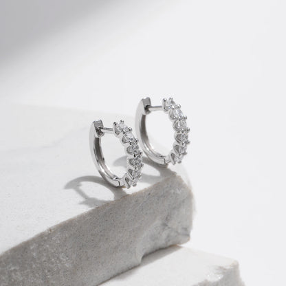 Petite moissanite huggie earrings – view 3