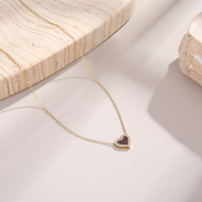 Heart Necklace – 18K Gold, Korean-Japanese Style – view 4