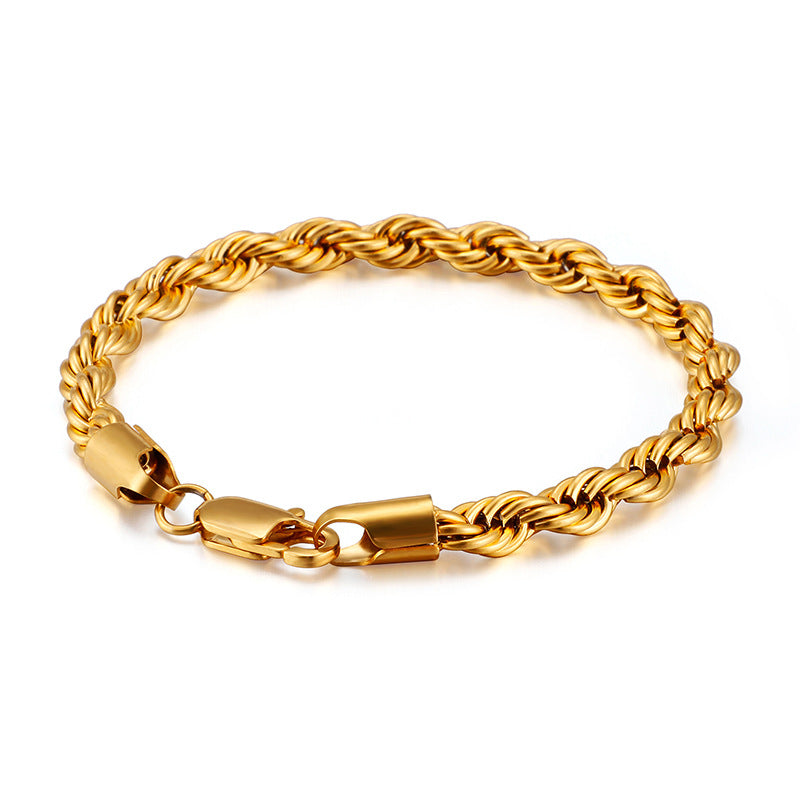 Gold Double Color Twist Chain Stainless Steel Bracelet For Men And Women – view 10