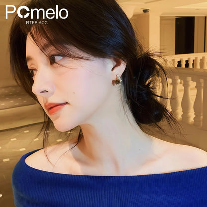 Coffee Curved Stud Earrings – Autumn Maillard Style – view 3