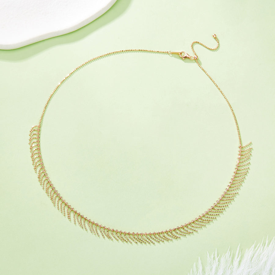 Beaded tassel adjustable necklace in plated finish – view 5