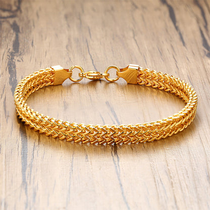 Thick Hemp Flower Chain Bracelet – 18K Gold Titanium Steel – view 4