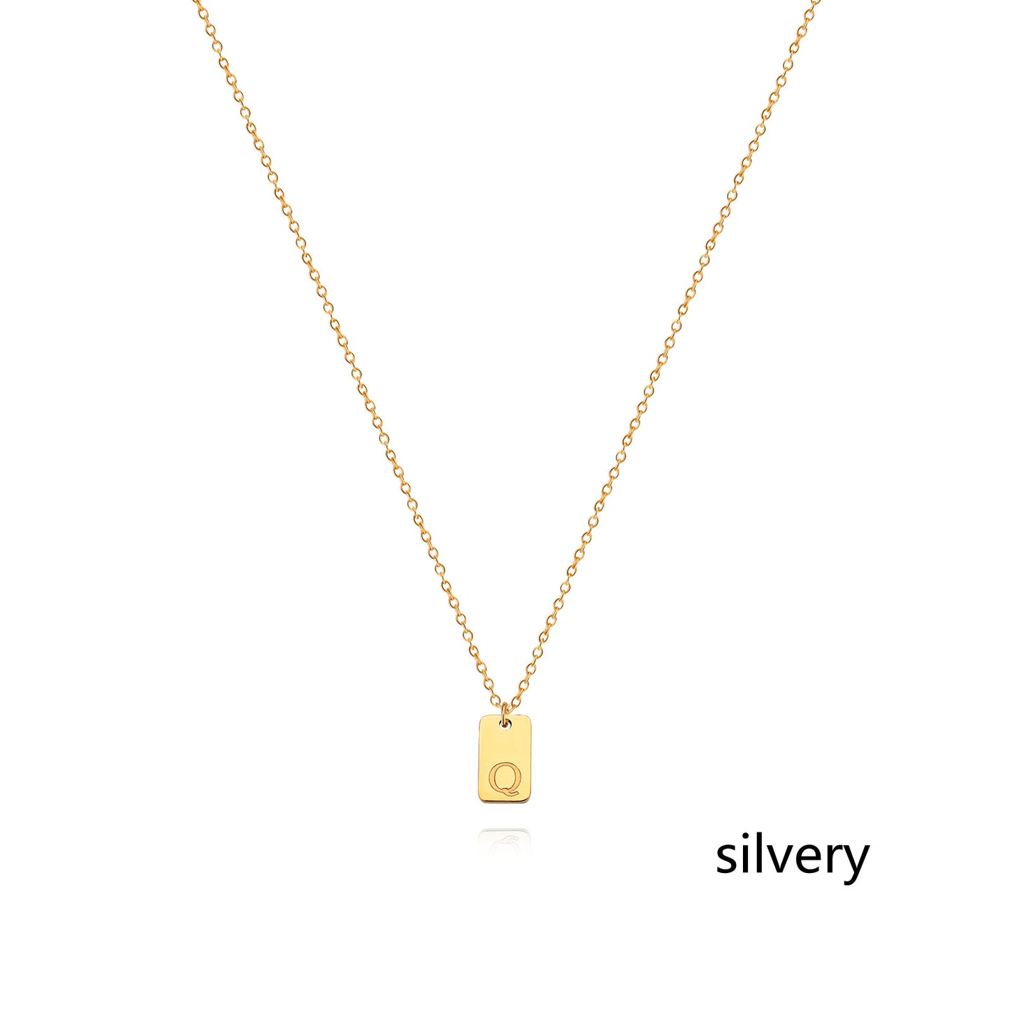 Stainless Steel Simple 26 Letter Tag Pendant Necklace – view 44