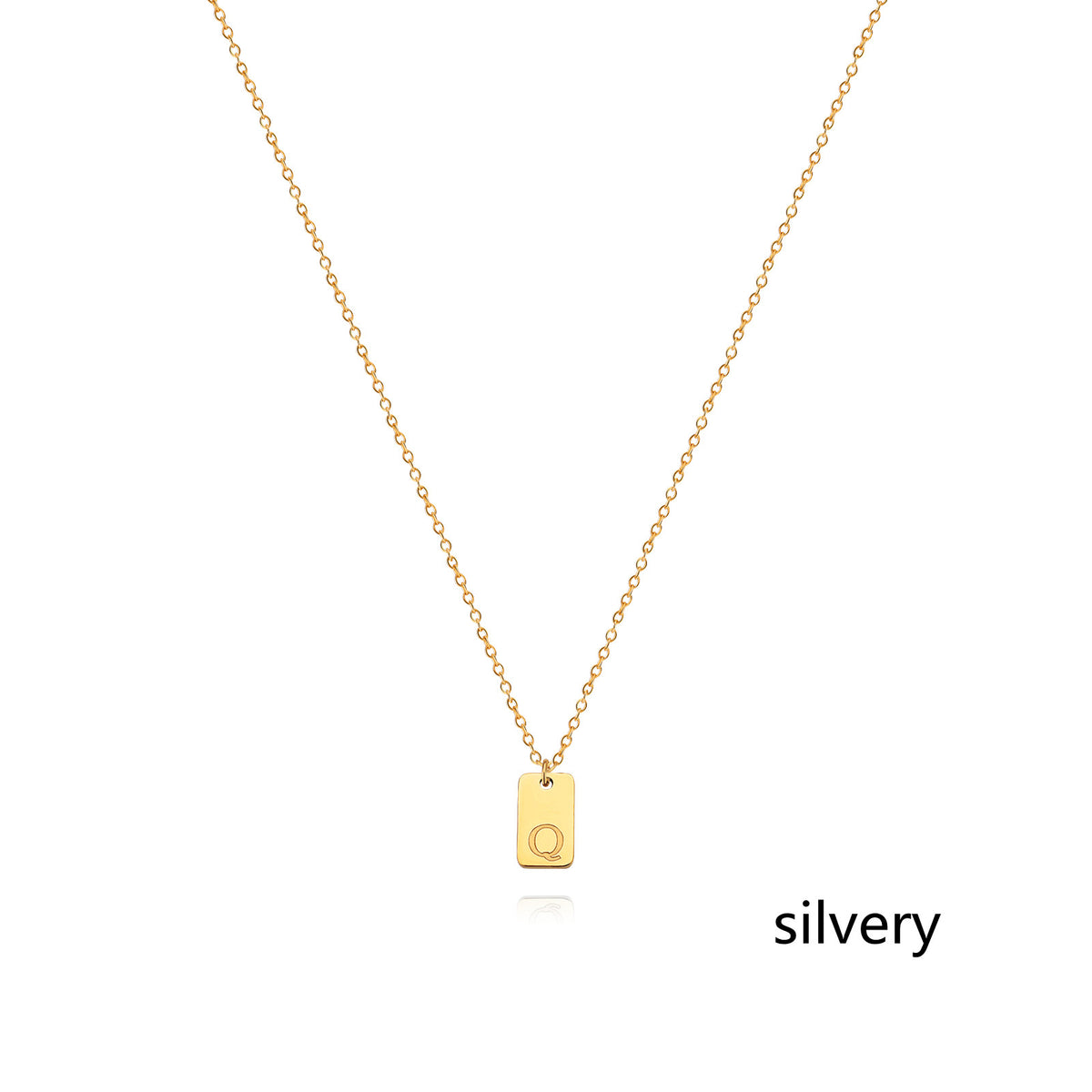Stainless Steel Simple 26 Letter Tag Pendant Necklace – view 44
