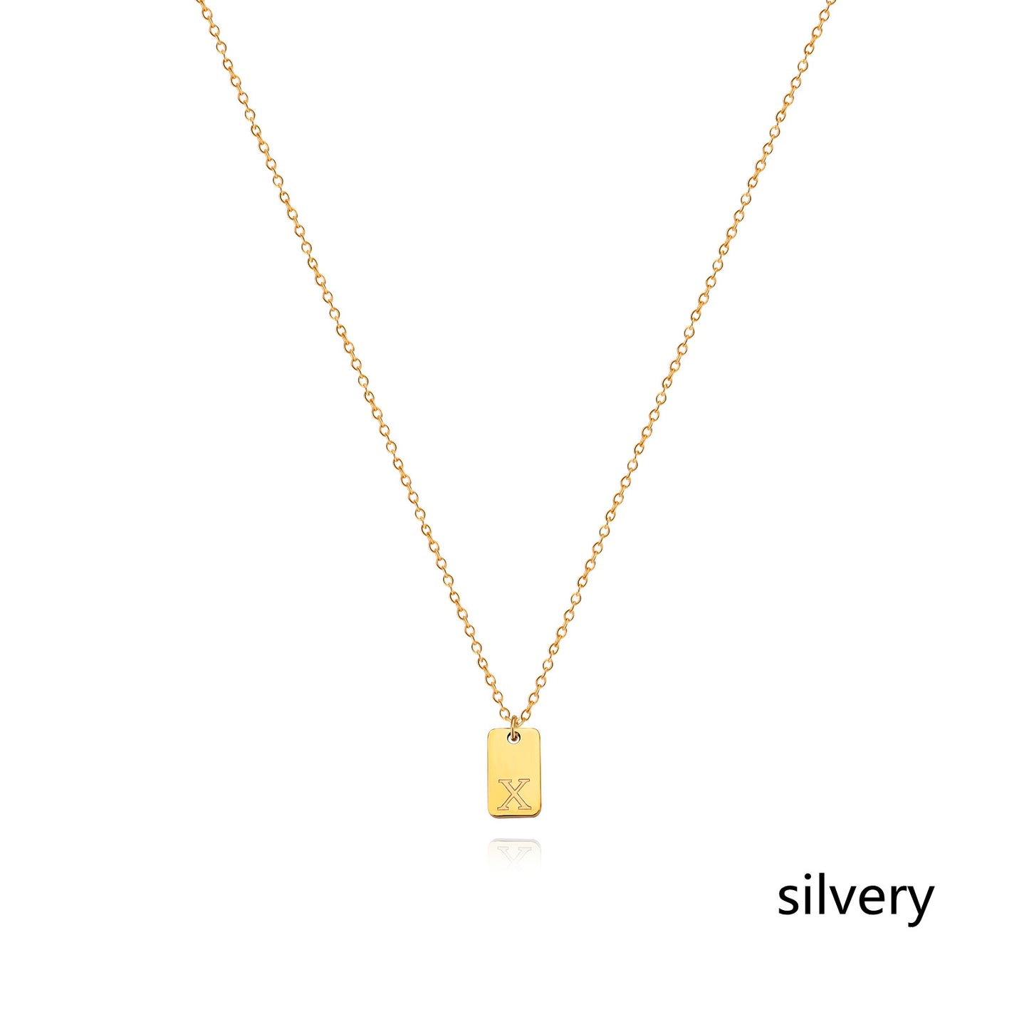 Stainless Steel Simple 26 Letter Tag Pendant Necklace – view 51