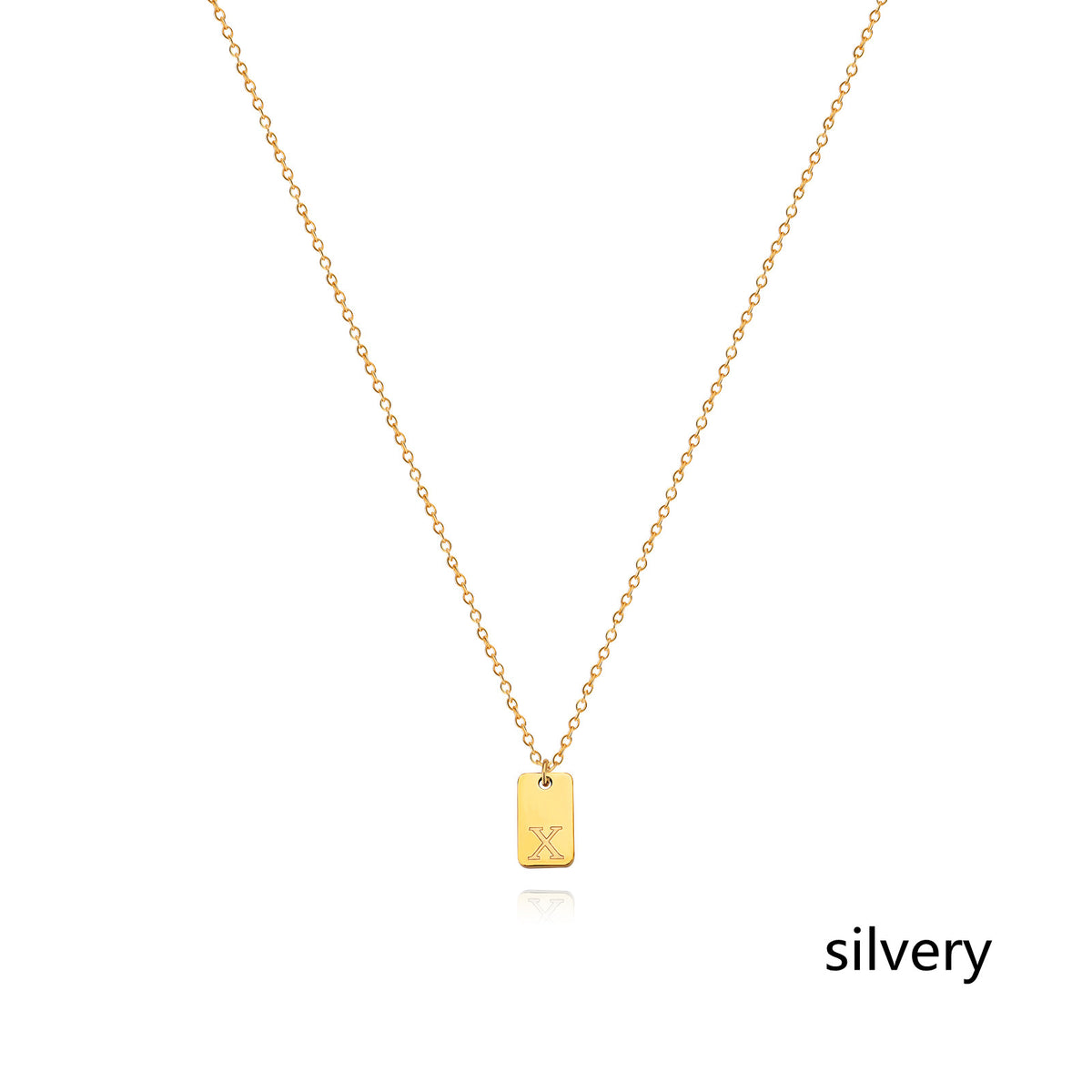 Stainless Steel Simple 26 Letter Tag Pendant Necklace – view 51