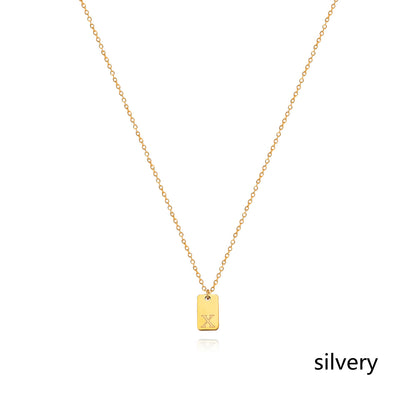 Stainless Steel Simple 26 Letter Tag Pendant Necklace – view 51