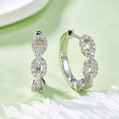 Twisted chain-link moissanite hoop earrings – 18mm – view 4