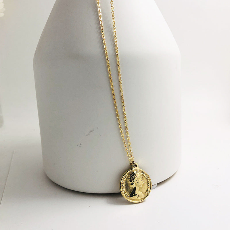 Electroplated 18K Gold Coin Titanium Steel Necklace OT Buckle Necklace – view 2