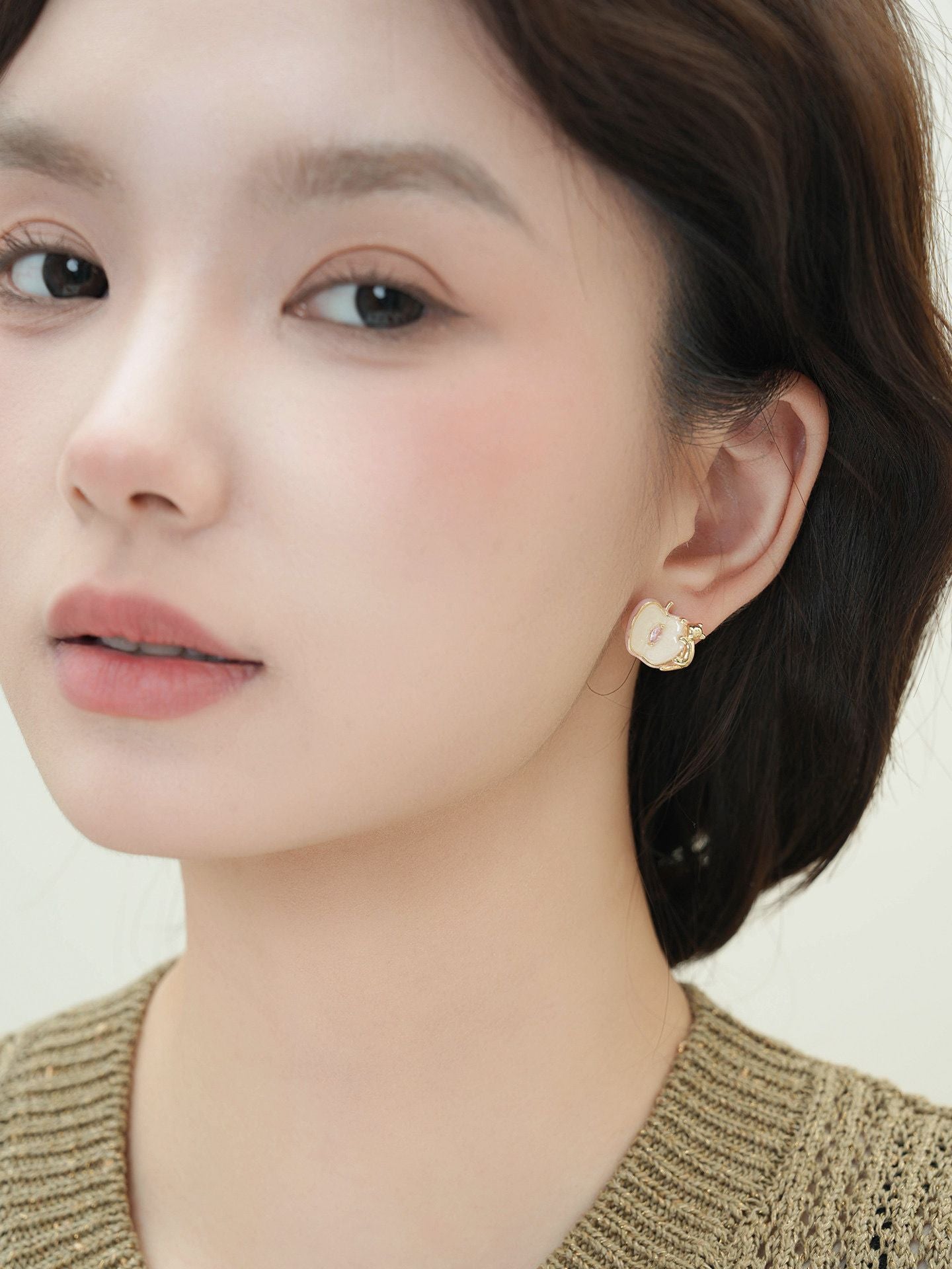 Lotus Enamel Kitten Stud Earrings – view 2