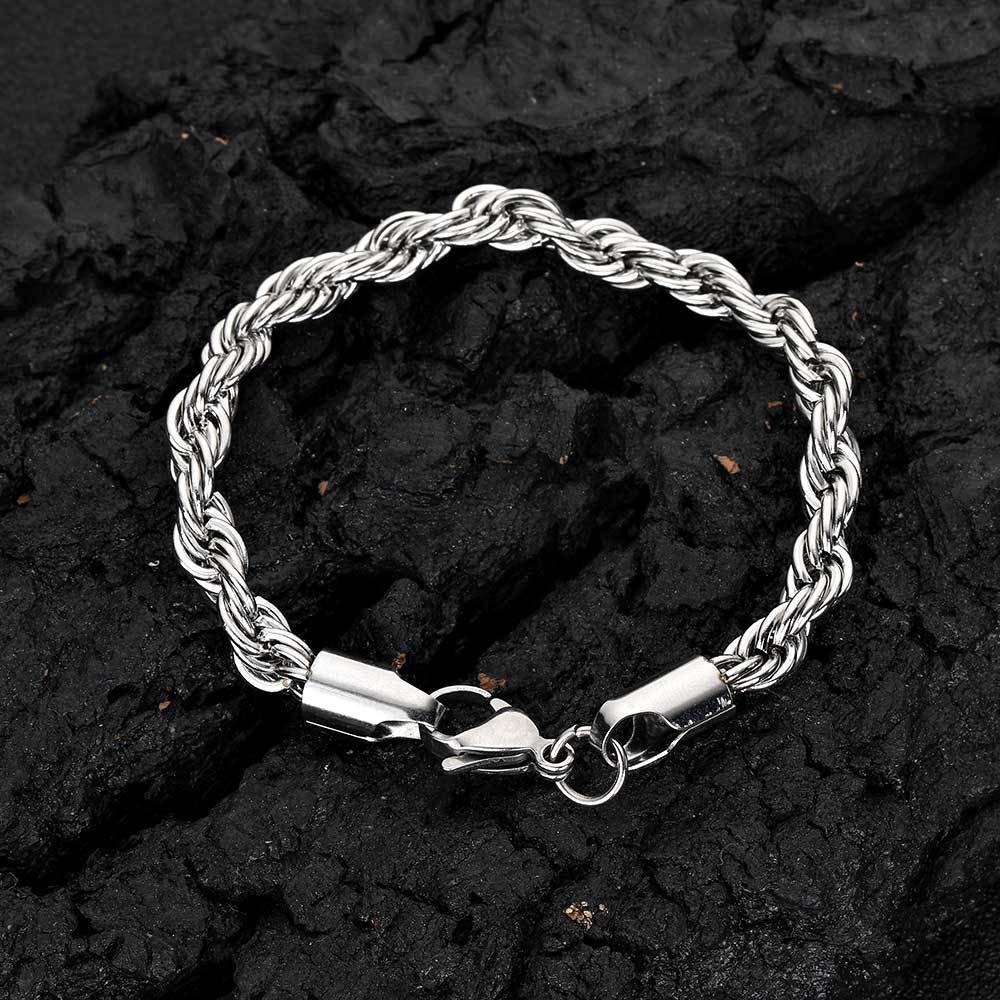 Fashion 18K Gold Button Chain Stainless Steel Twist Bracelet For Men – view 4