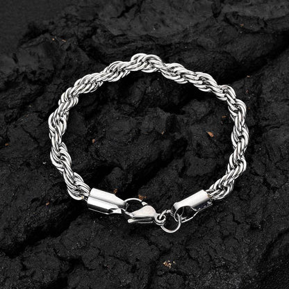 18K Gold Button Chain Stainless Steel Twist Bracelet For Men – view 4