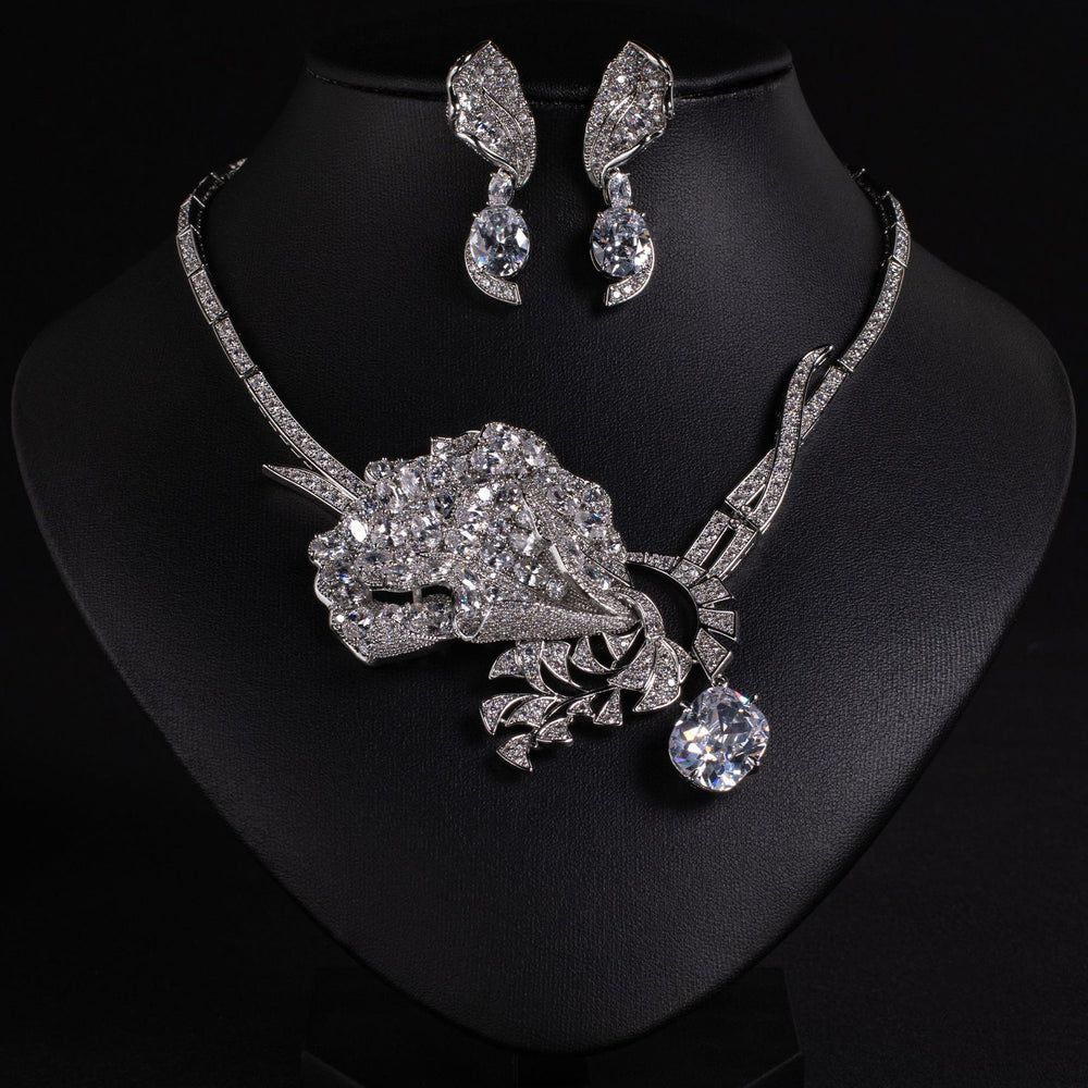 Rose floral necklace and matching earrings set — supplier detail view 2