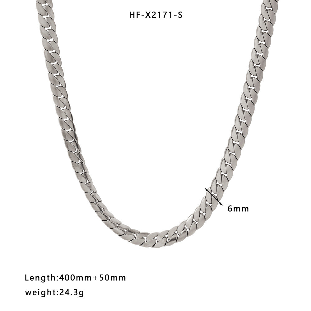 Retro Snake Bone Chain Necklace – 18K Gold Titanium Steel – view 4