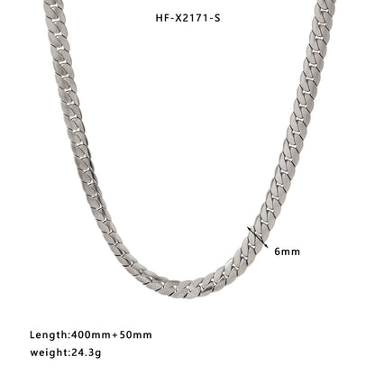 Retro Snake Bone Chain Necklace – 18K Gold Titanium Steel – view 4