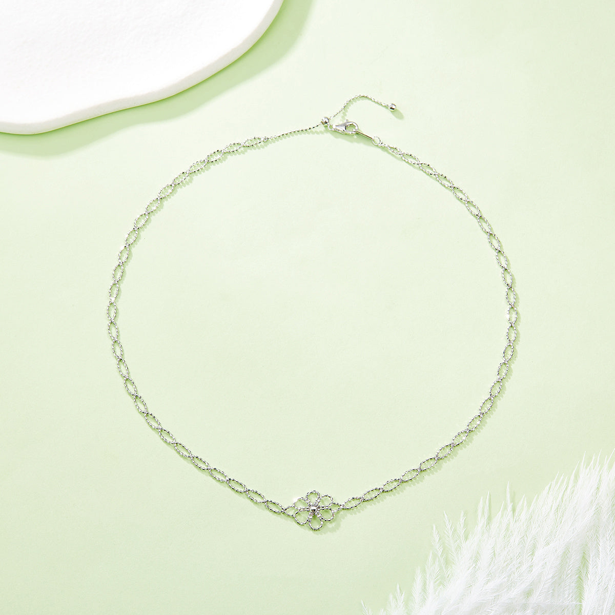 Hollow Flower Necklace – S925 Silver, Adjustable, 3 Colours – view 6