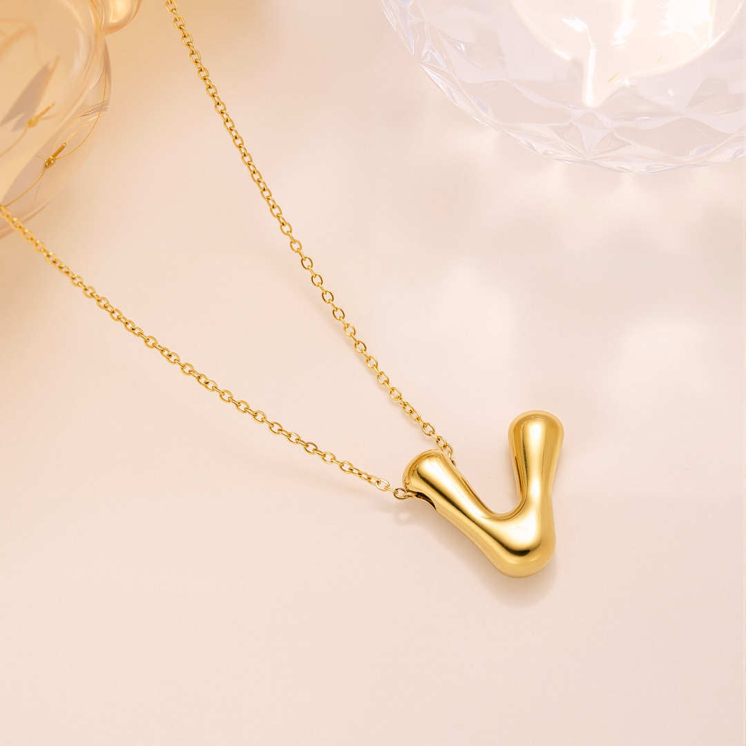 New Titanium Steel 18K Gold-Plated 26-Letter Necklace For Women – view 16
