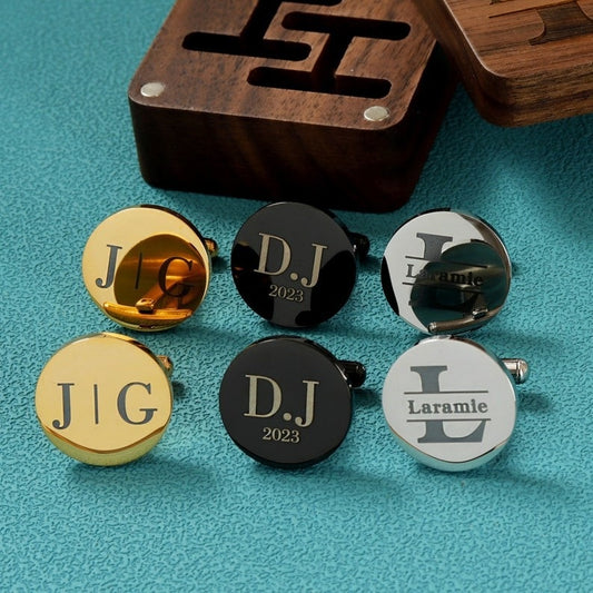 Custom-engraved Stainless Steel Cufflinks For Men