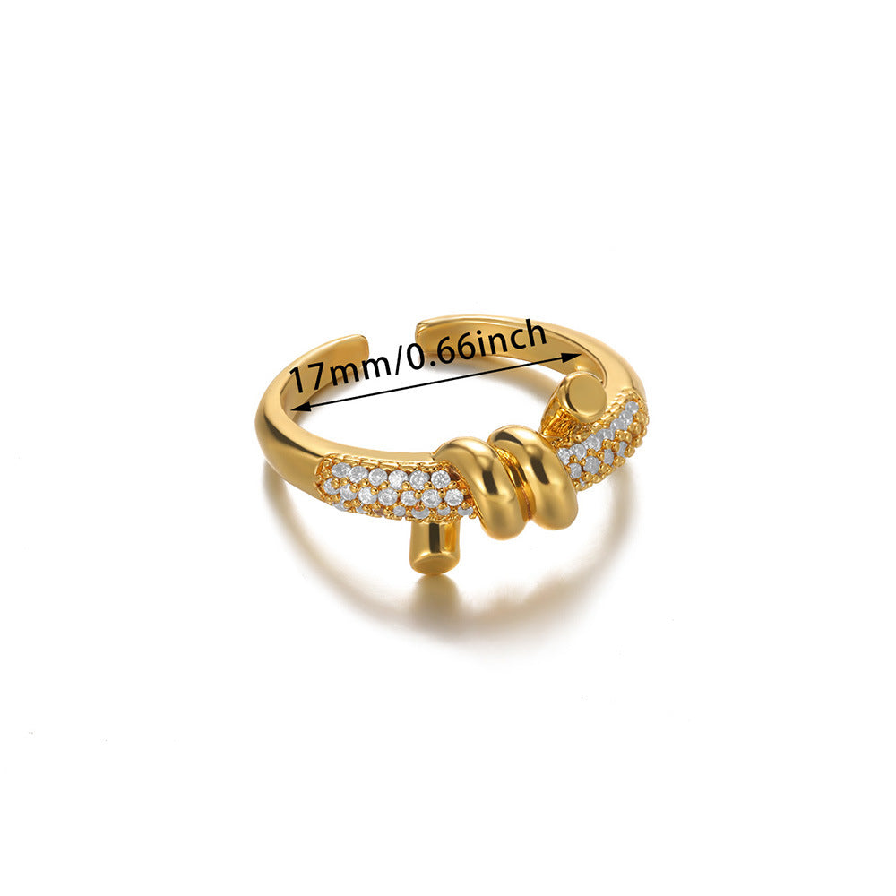 Heart & Evil Eye Open Ring – Micro Pave Zircon – view 2
