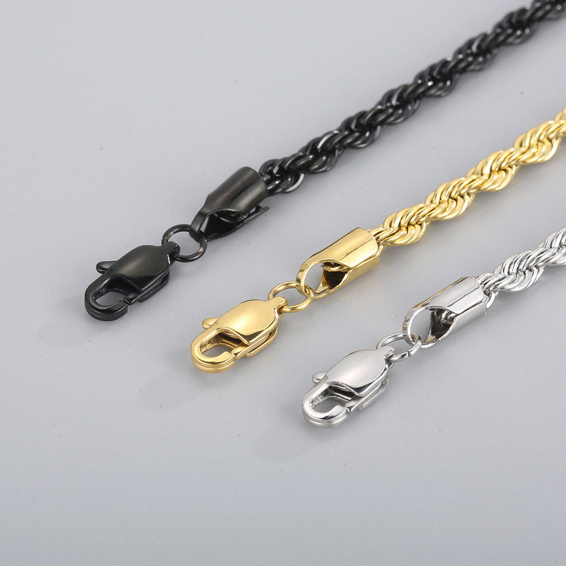 Gold Double Color Twist Chain Stainless Steel Bracelet For Men And Women – view 9