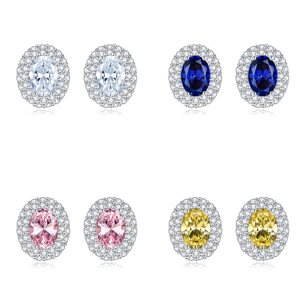 Micro Pave Oval Stud Earrings – S925 Sterling Silver – view 4