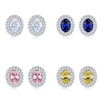 Micro Pave Oval Stud Earrings – S925 Sterling Silver – view 4