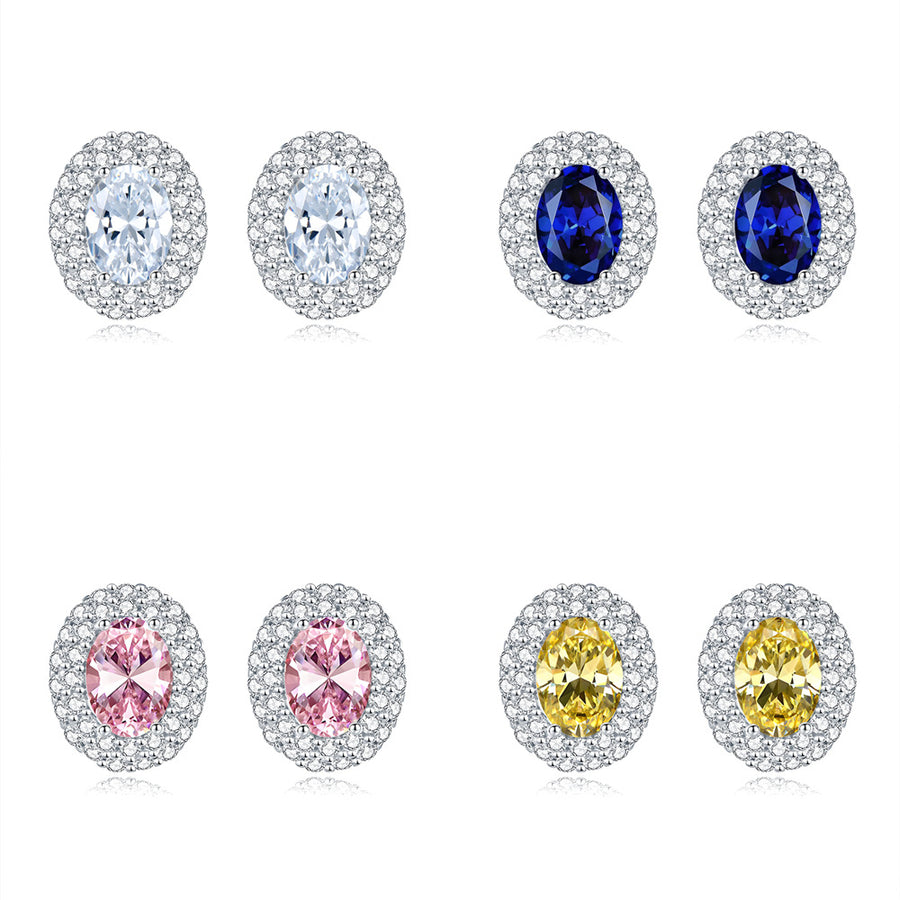 Micro Pave Oval Stud Earrings – S925 Sterling Silver – view 4