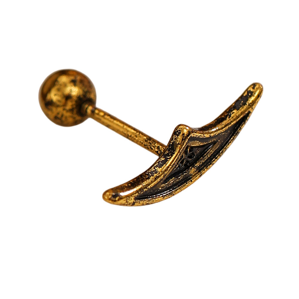 Halloween Horror Gothic Geometric Hollow-out Crescent-shaped Helix Stud – view 5