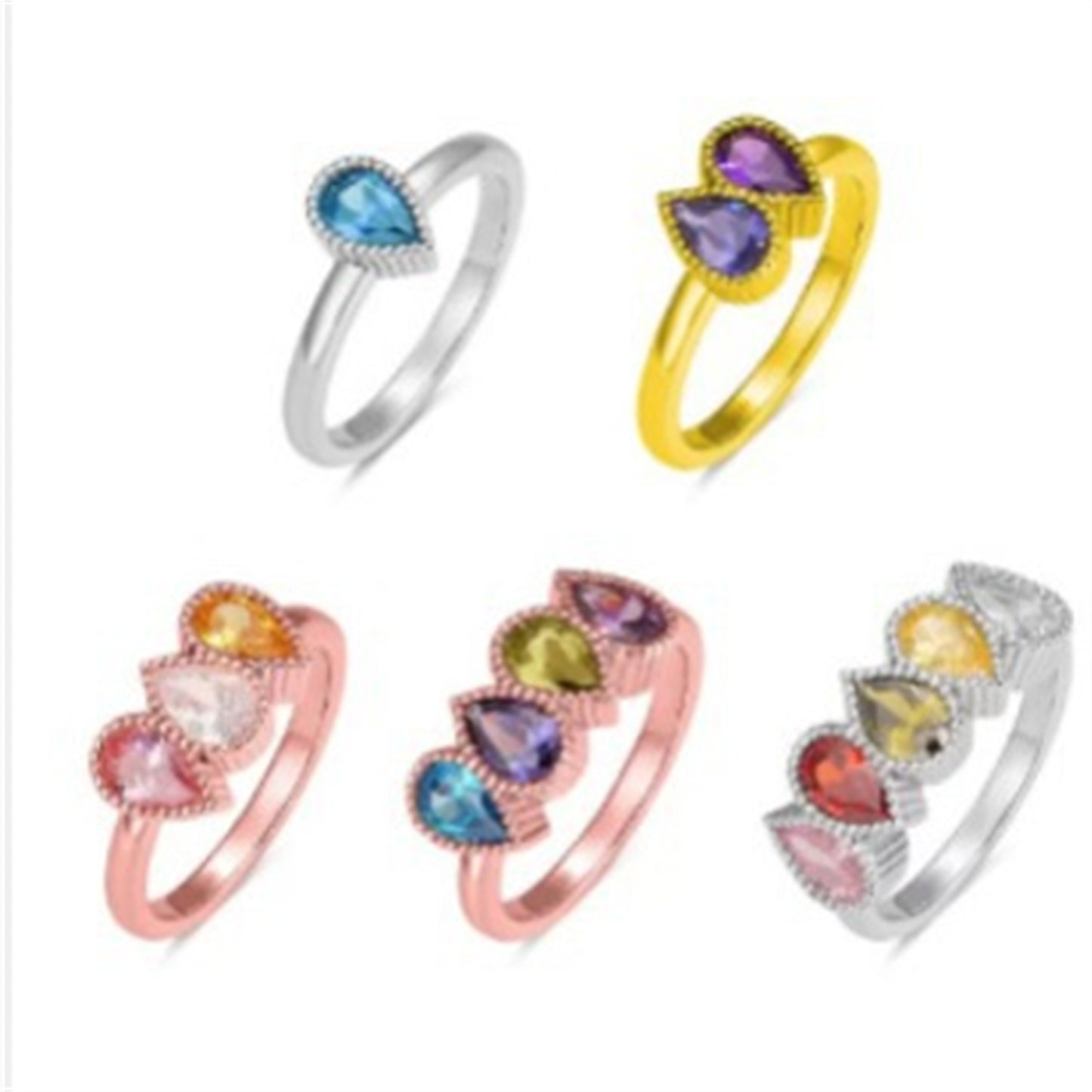 12-color Birthstone Water Drop Ring DIY – view 3