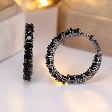 Versatile Dark-style Black Fully Diamond-studded Earrings – view 2
