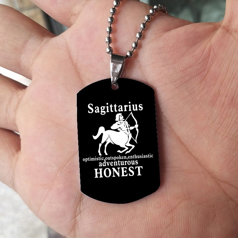 12 Constellation Black Stainless Steel Pendant Dog Army Tag Necklace – view 9