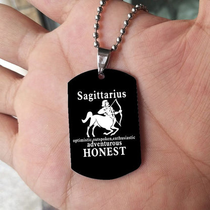 12 Constellation Black Stainless Steel Pendant Dog Army Tag Necklace – view 9