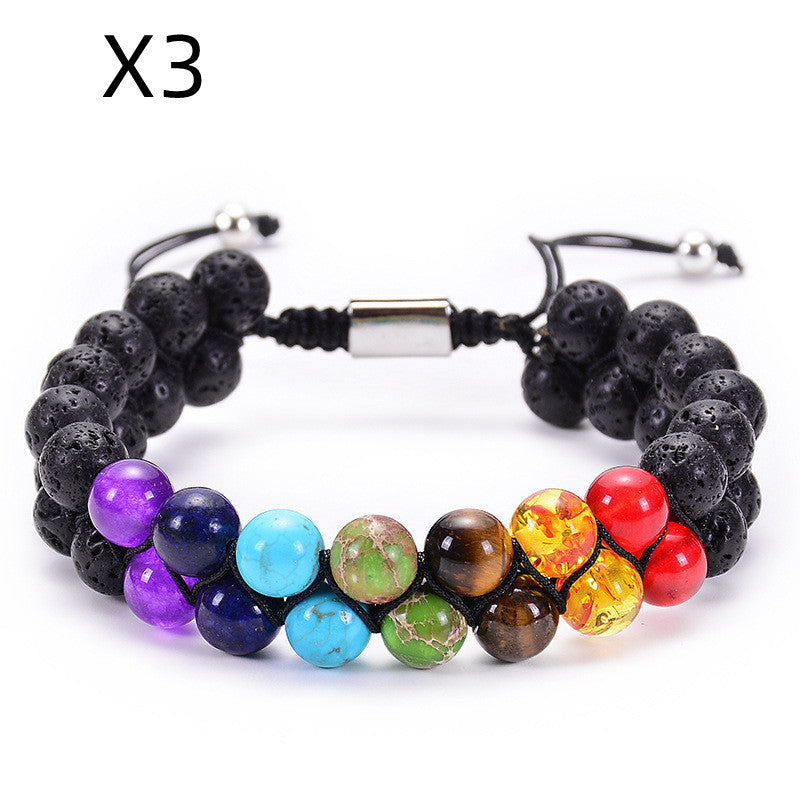 Natural Tiger Eye Stone Lava Lava Stone Double Row Bracelet – view 10
