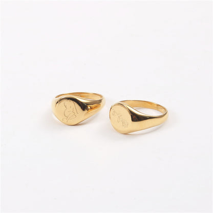 Signet Ring Design Gold Titanium Steel Gold Plated – view 4