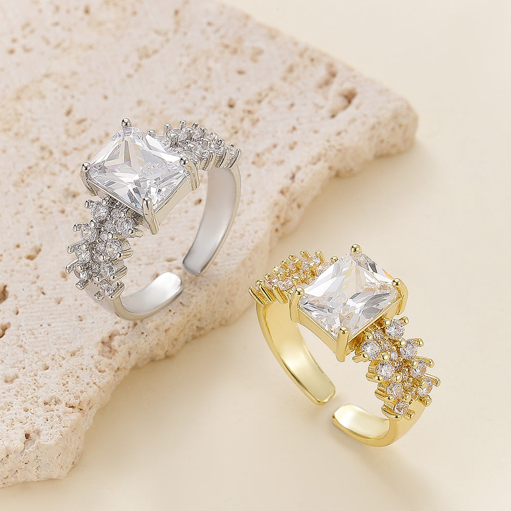 Fashionable Open-ended Zircon Ring For Women – view 3