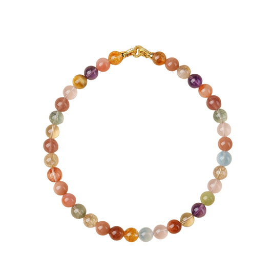 Crystal beaded necklace on white background