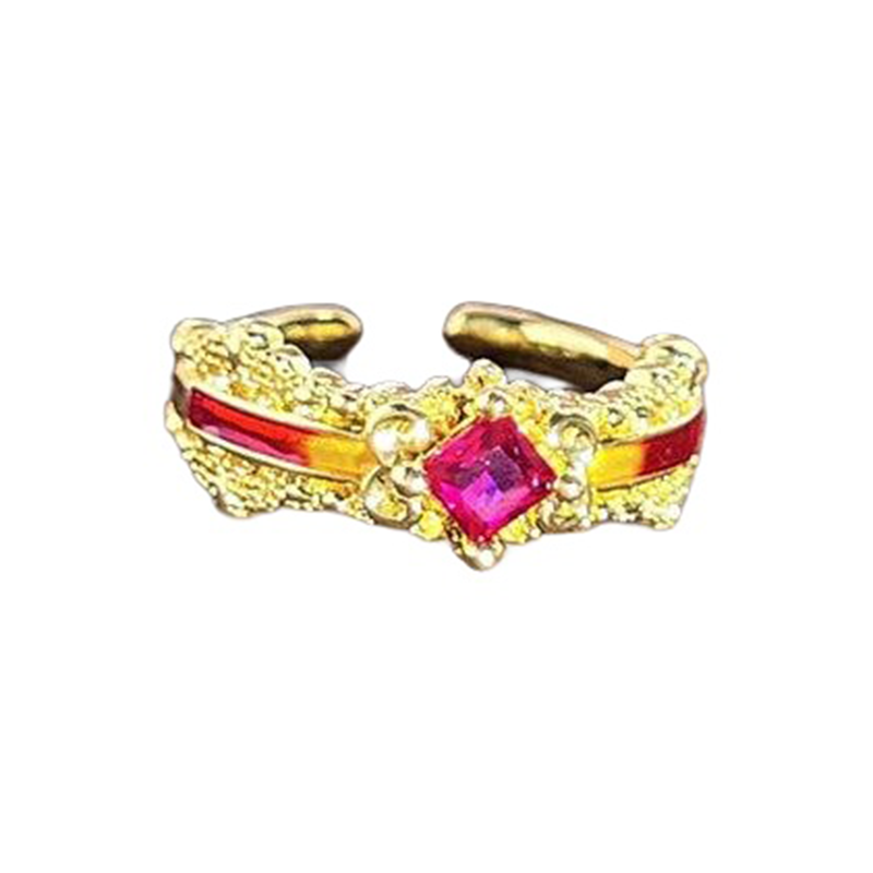 Retro floral enamel ring on white background