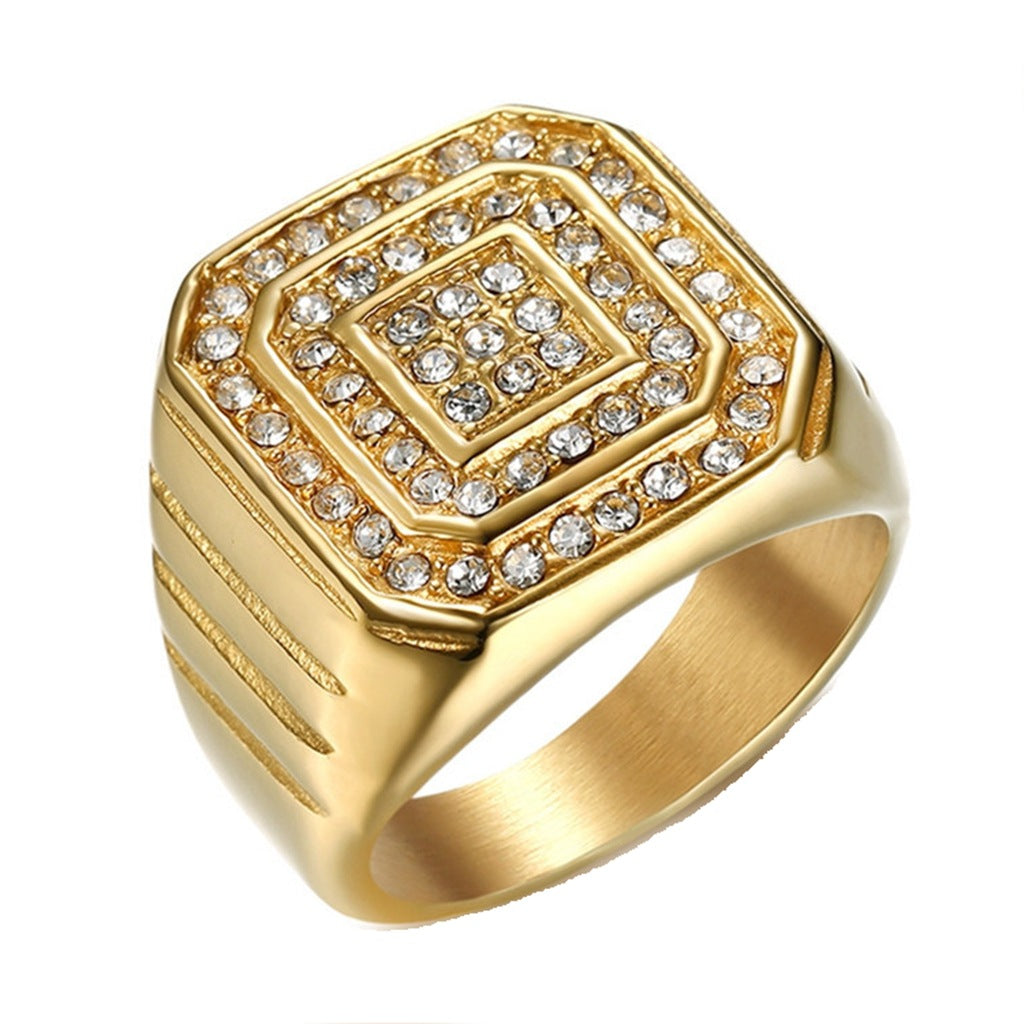 Hip-hop Punk INS Style Titanium Steel Gold-plated Ring Trendy Men – view 4