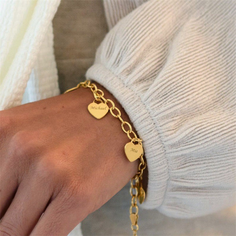 Stainless Steel Engraved DIY Heart Bracelet – view 3