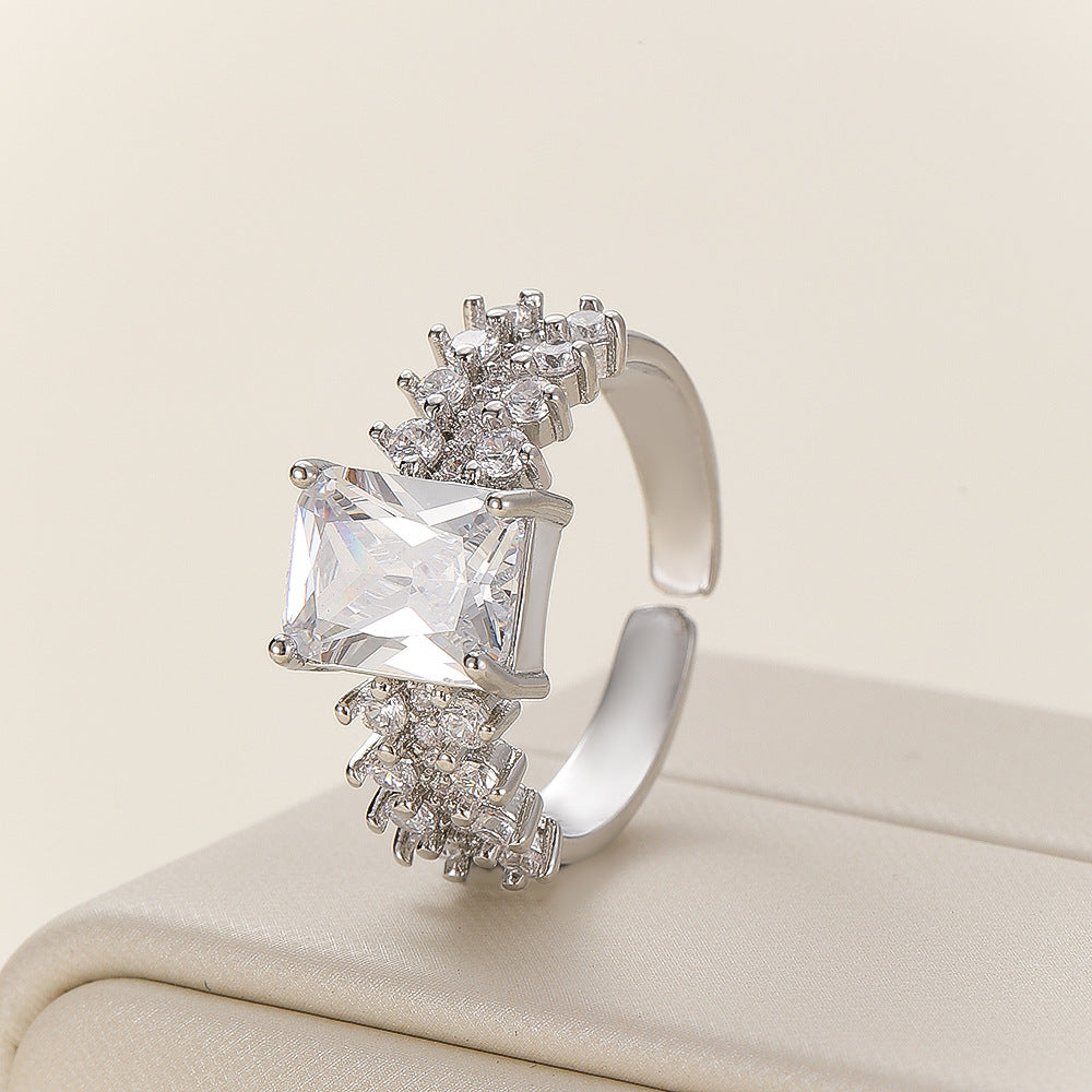 Fashionable Open-ended Zircon Ring For Women – view 5