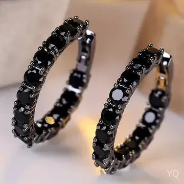 Versatile Dark-style Black Fully Diamond-studded Earrings – view 4