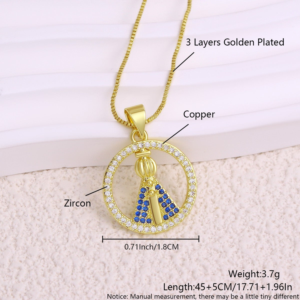 18K Gold Plated Crown & Cross Charm Necklace – view 3